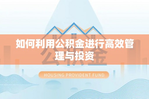 衢江如何利用公积金进行高效管理与投资